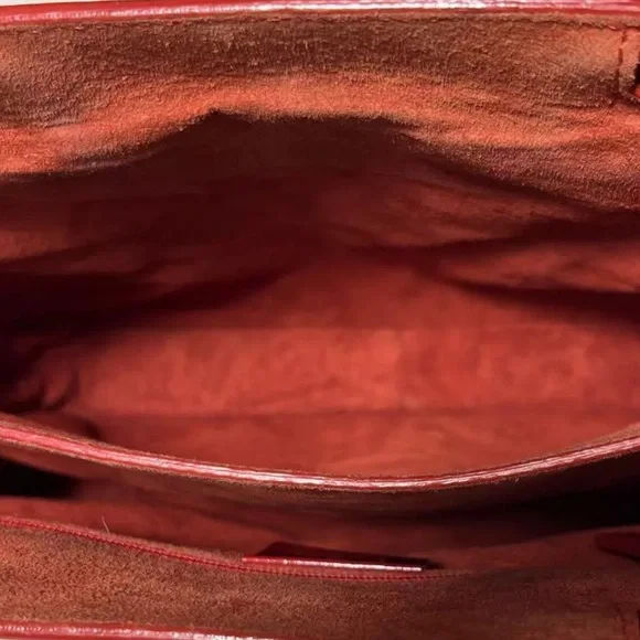 Authentic Gucci Bright Red Leather Handbag - bamboo line, very good condition ❤️ - Picture 9 of 12